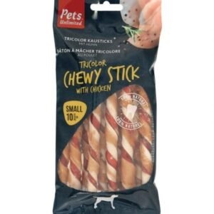 Pets Unlimited Tricolor Chewy Stick with Chicken Small Dog Treats 10pcs