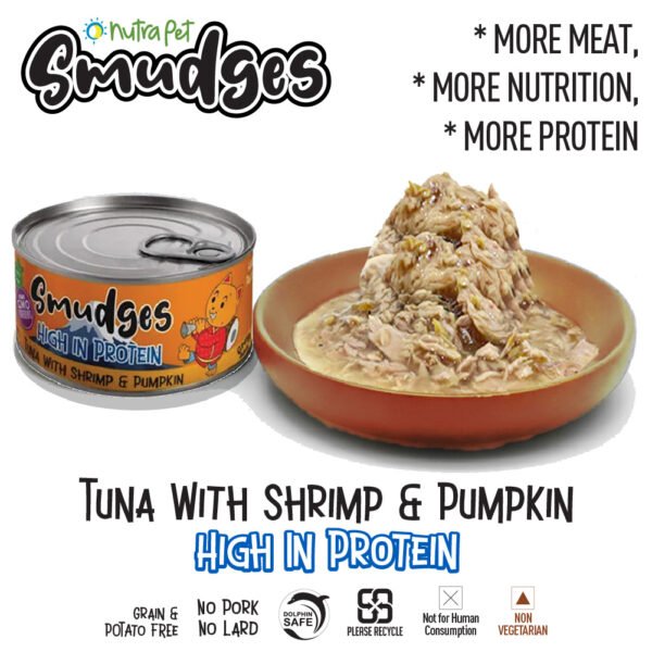 Smudges Adult Cat Tuna Flakes With Shrimp & Pumpkin in Gravy 80g