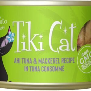 Tiki Cat Luau Wet Cat Food Papeekeo Luau Ahi Tuna Mackerel 2.8 Oz. Can