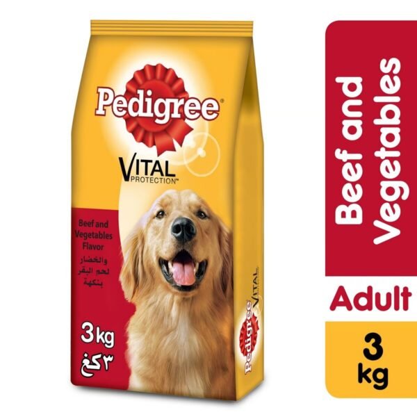 Pedigree Beef & Vegetables, Dry Dog Food (Adult), 3kg
