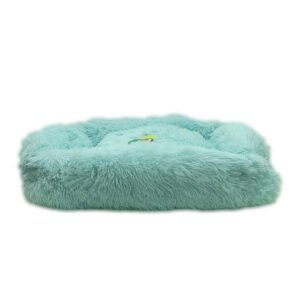 Grizzly Velor Round Plush Blue Dog Bed  Small - 50 x 15cm