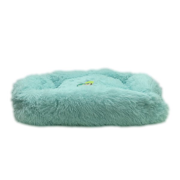 Grizzly Velor Round Plush Blue Dog Bed  Small - 50 x 15cm