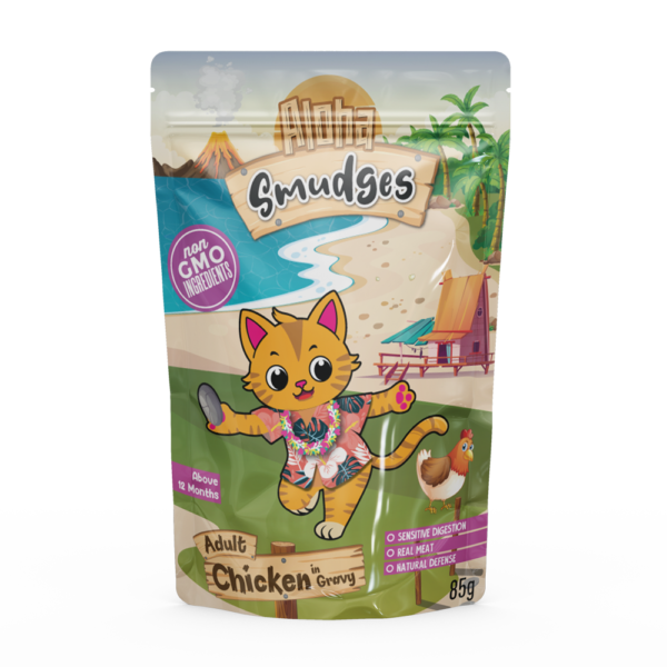 Aloha Smudges Chicken Adult Cat wet food in Gravy 85g Pouch