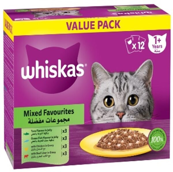 Whiskas Mixed Favorites Wet Cat Food (Pack of 12 x 80g)