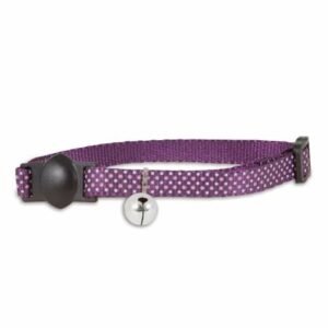 Petmate Adjustable Cat Collar 3/8Incx8-12Inc Glow Dots Purple