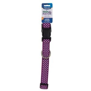 PETMATE ASPEN PET RIBBON OVERLAY DOG COLLAR 3/4"X14-20" DOTS PINK