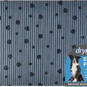 Dry Mate Dog Bowl Place Mat Paw Stripe Grey Black 16X28 Inches