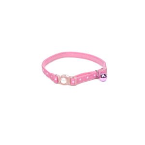 Coastal 3 and Safe Cat Fashion Collar with Polka Dot Overlay Pink