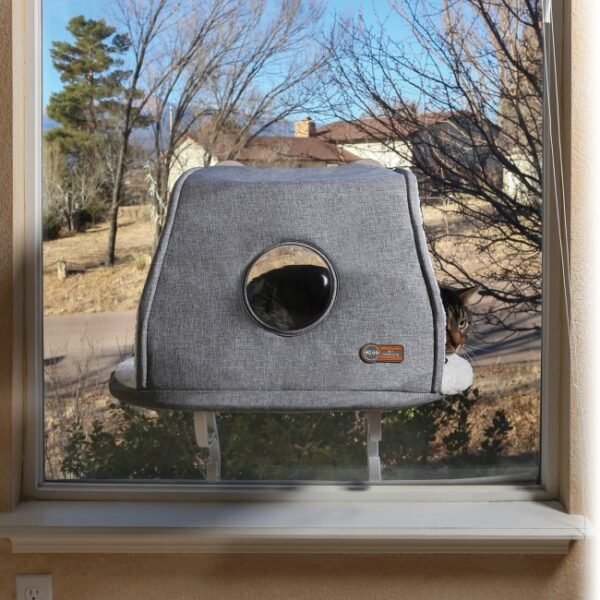 K&H Universal Mount Kitty Sill with Hood Gray 14"x24"
