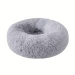 Grizzly Velor Plush Round Bed Grey Large - 71 x 20cm