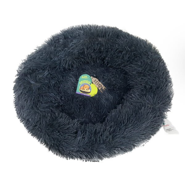 Grizzly Velor Plush Round Bed Dark Grey Large - 71 x 20cm
