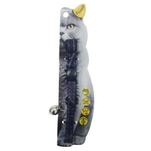 Swooosh Cats in Denim nylon safe collar C-10mm 18/28cm purple