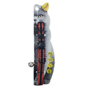 Swooosh Cats on a Runway nylon two-color reflective safe collar C-10mm 18/28cm red