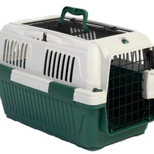 Nutrapet Dog Cat Carrier Open Grill Top Dark Green Box L57Cms X W37Cms X H35 Cms