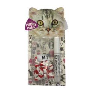 NutraPet Plushy Paws Nail Caps Dual Red | White #50 Large