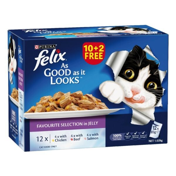 PURINA Felix As Good as it Looks Favorite Selection in Jelly Wet Cat Food 10+2 FREE - 12X85G