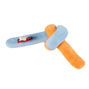 Ebi Coockoo Knotty Noodle Plush Cat Snuggle Toy - Orange & Light Blue/18x10x5.5cm