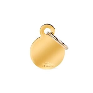 My Family Basic Round Plated Brass ID Tag - GOLD/SMALL