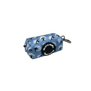 Bud & Billy Dog Poop Bag - Premium Neoprene 8x5x5cm, Durable & Flexible, Counting Sheep Collection, Blue & White
