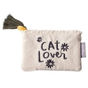 PetShop by Fringe Studio Cat Lover Daisies Canvas Coin Pouch 11x8cm