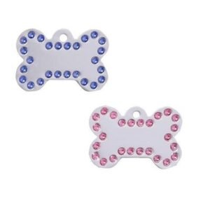 GoScribe Pet Tag Swarovski Silver Bone Tags