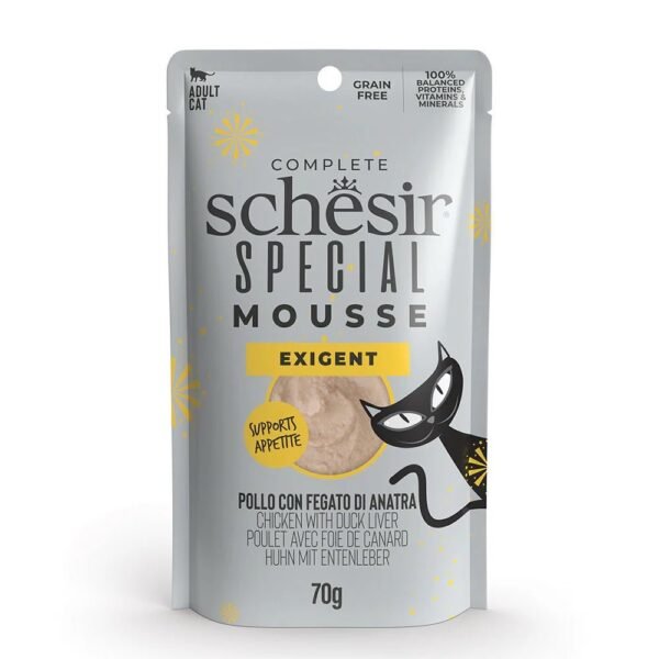 Schesir Special Mousse Exigent for Cat Chicken With Duck Liver Wet Food 70G
