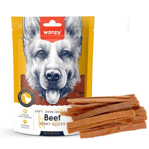 Wanpy Soft Beef Jerky Slices Dog Treats 100G