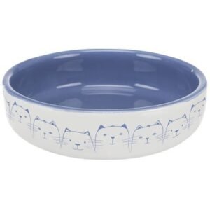 Trixie Ceramic Blue & Cream Cat Bowl for Short-Nosed Breeds 300ml