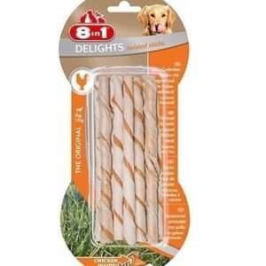8in1 Delights Twisted Chicken Stick Dog Chews 55G