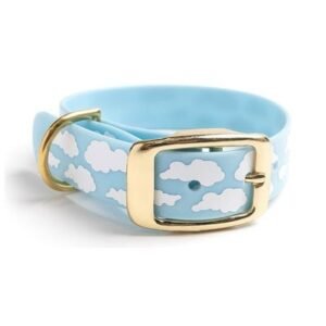 Howl & Growl Something Blue Clouds with Brass Hardware Collar