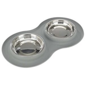 Trixie Stainless Steel Bowl Set Silicone Base Shallow 47x3x26cm