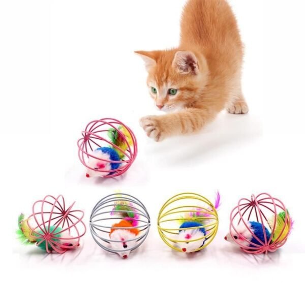 Trixie Plush Mouse in Wire Ball Toy for Cats