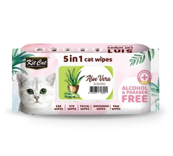 Kit Cat 5in1 Aloe Vera Scented Cat Wipes 80pcs