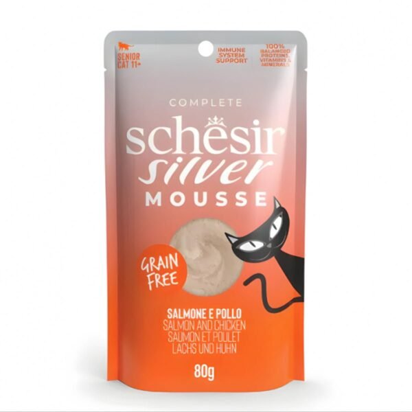 Schesir Silver Mousse Senior Cat Salmon and Chicken Wet Food 80G