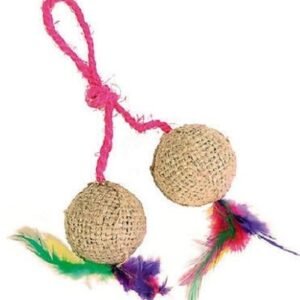 Trixie Jute Balls On A Rope Toy for Cats 4.5cm