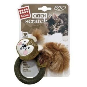 GiGwi Squirrel Catch & Scratch Eco Line with Silvervine Ring Cat Toy