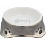 Trixie Ceramic Silver Fish Bone Bowl for Cat