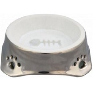 Trixie Ceramic Silver Fish Bone Bowl for Cat