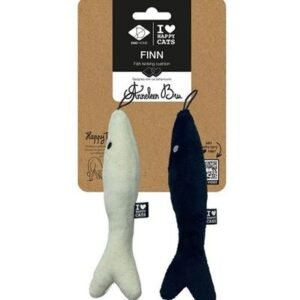 D&D Home I Love Happy Cats Finn Fish Kicking Cushion Cat Toy 20x6x3cm