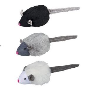 Trixie Plush Squeaky Mice Chase & Chew Toy for Cats - With Catnip
